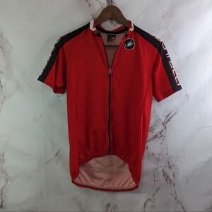 Castelli Cycling Jersey Womens Large Red Black White Bike Pocket Zip